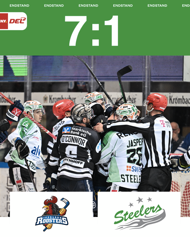 Nichts zu holen am Seilersee – Steelers verlieren in Iserlohn mit 1:7