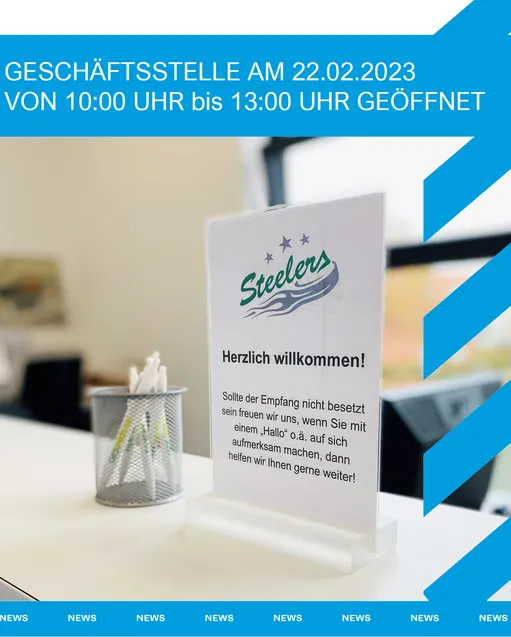 Steelers-Geschäftsstelle bis 13:00 Uhr geöffnet