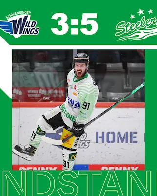 Derbysieg! Riley Sheen führt die Steelers mit einem Hattrick zum 5:3-Sieg