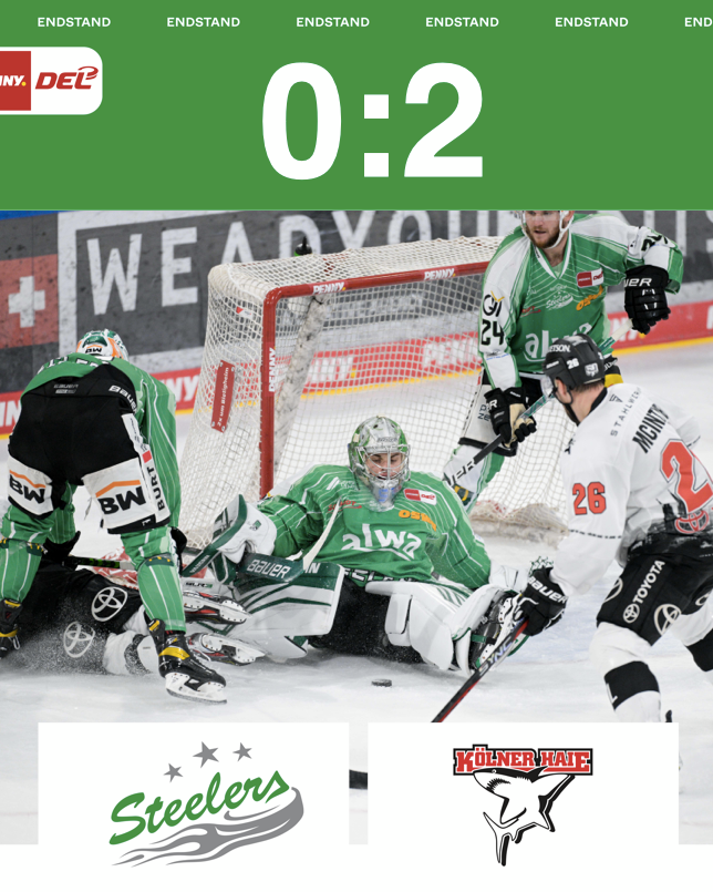 Steelers unterliegen den Kölner Haien mit 0:2