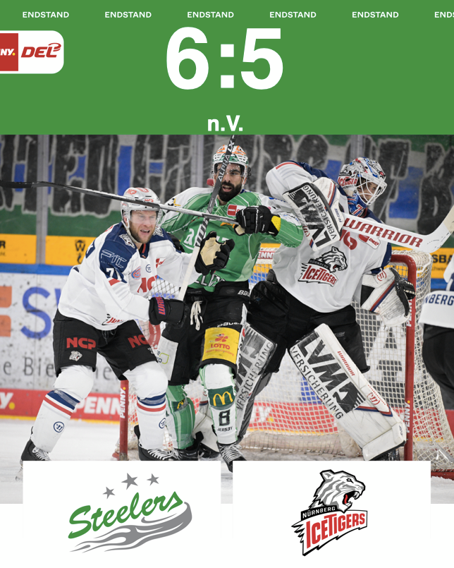Comeback-Sieg im letzten Heimspiel 2022 – Steelers gewinnen mit 6:5 n.V. gegen Nürnberg