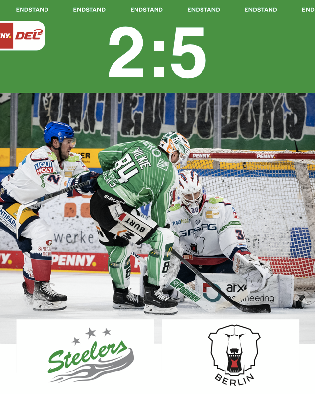 Der Meister gewinnt im Ellental – Steelers unterliegen mit 2:5 gegen Berlin