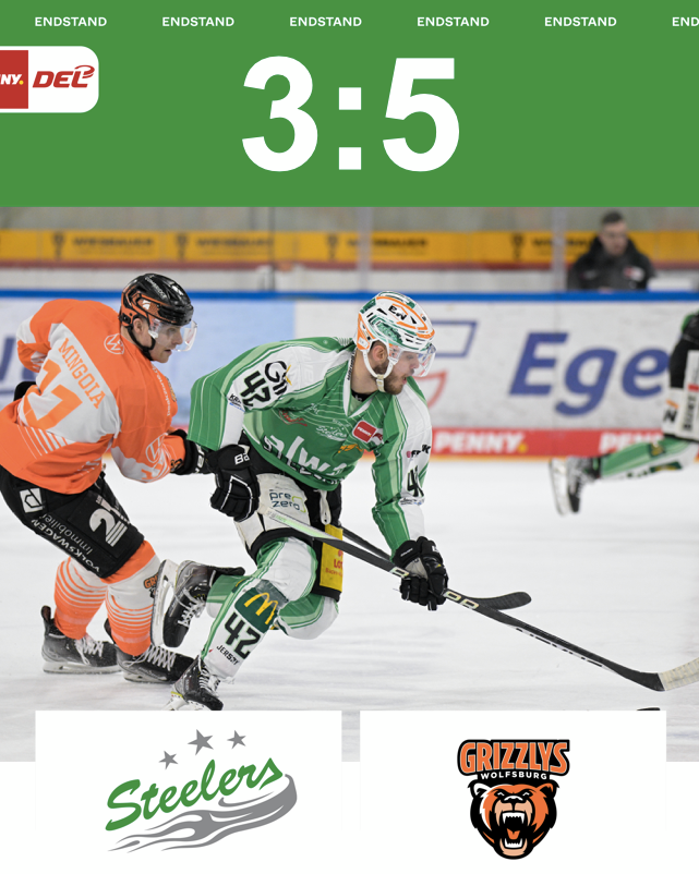 Wolfsburg gewinnt in Bietigheim - Steelers unterliegen mit 3:5