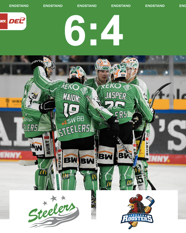 Tolle Reaktion der Steelers - 6:4-Heimsieg gegen Iserlohn